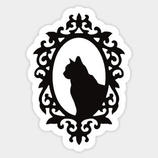 Dark Academia Victorian Cat Side Profile Silhouette Frame Sticker